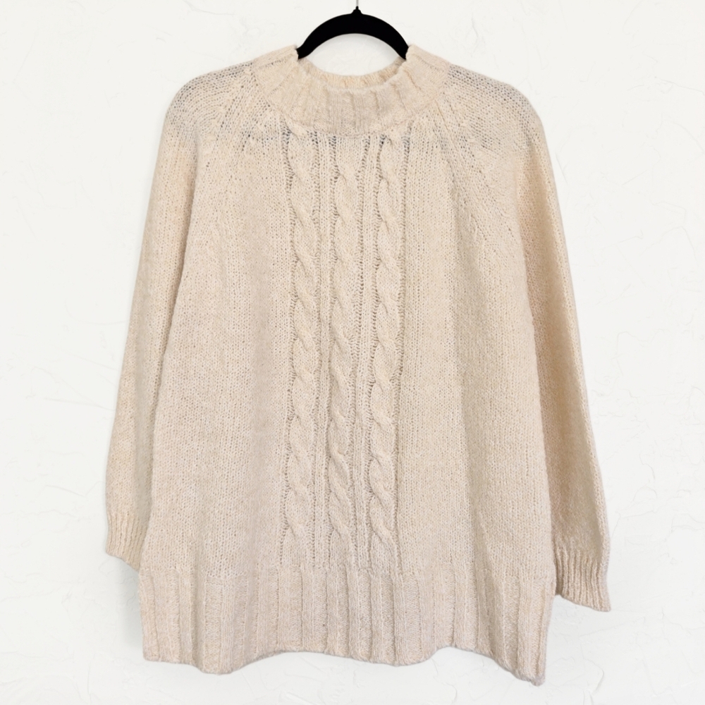 Vintage Chunky Cream Cableknit Sweater, L - Picture 1 of 9